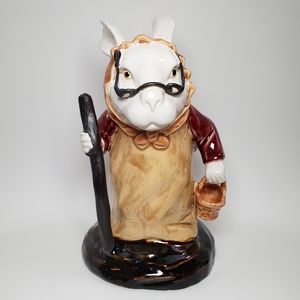 Vintage Ceramic Elderly Old Rabbit Bunny Figure Statue